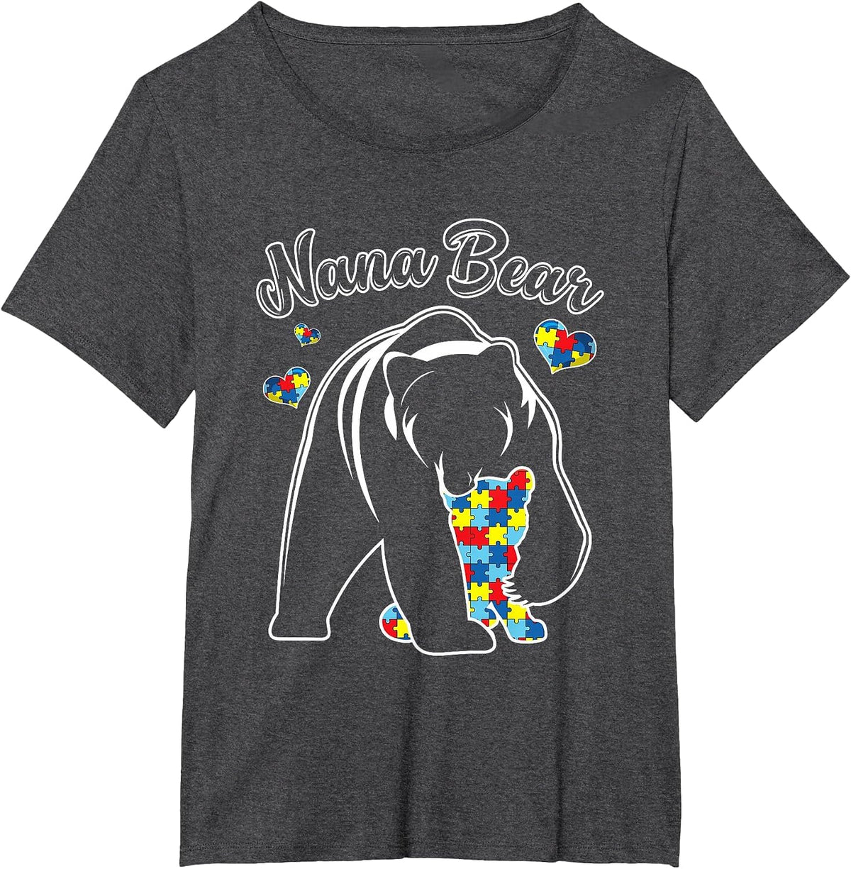 Cute Nana Bear Autism Awareness Autistic Family Lover T-Shirt - Dark Heather Grey