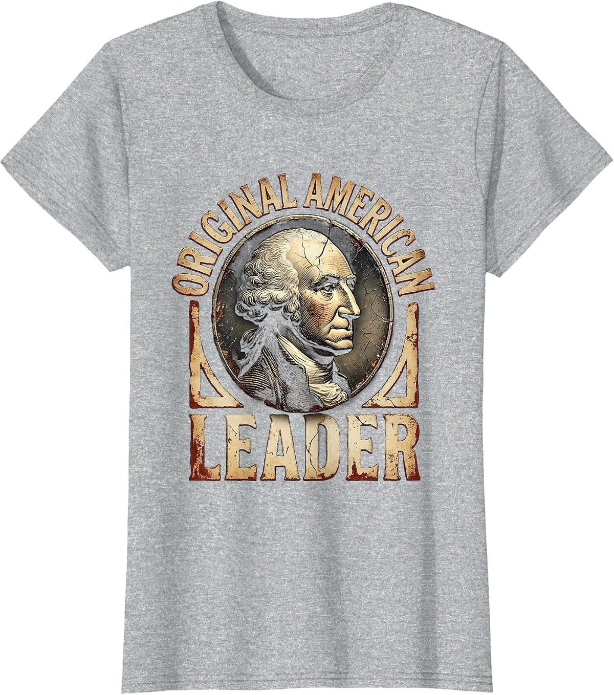 Original American Leader George Washington Design T-Shirt - Heather Grey