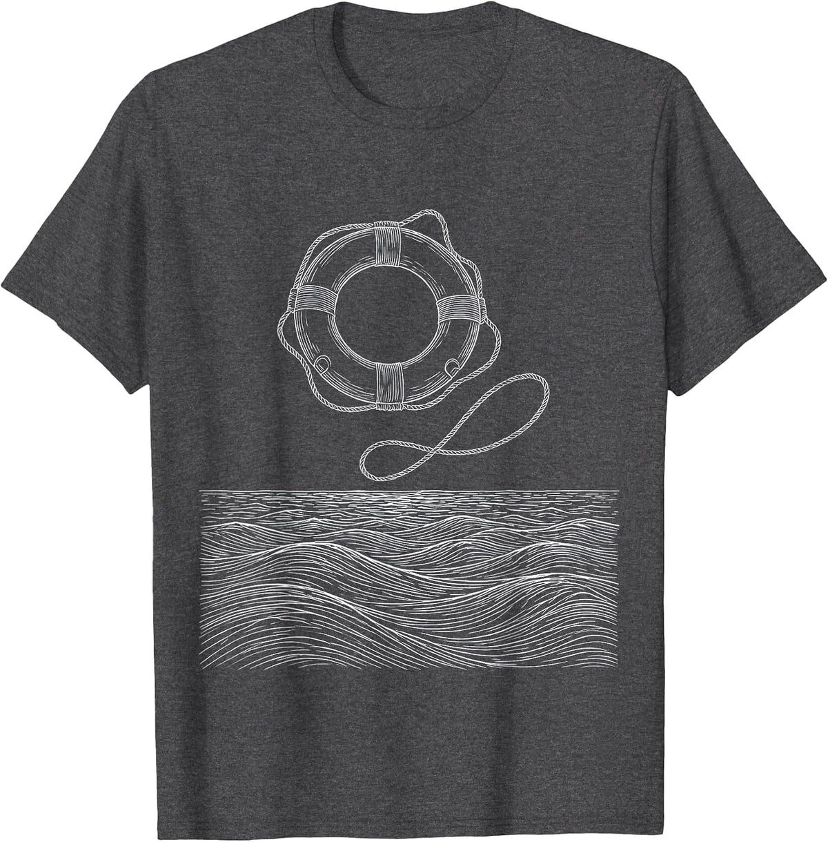 Social Worker Life Preserver Graphic Tee T-Shirt - Dark Heather Grey