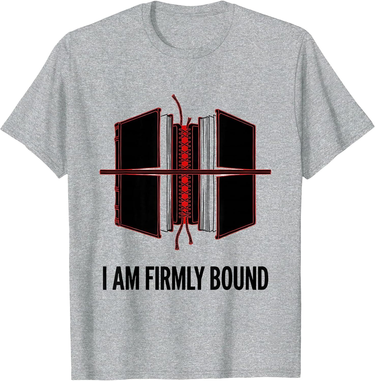 Men's I Am Firmly Bound Exploded Book Spine Literary Humor Novelty T-Shirt - Heather Grey