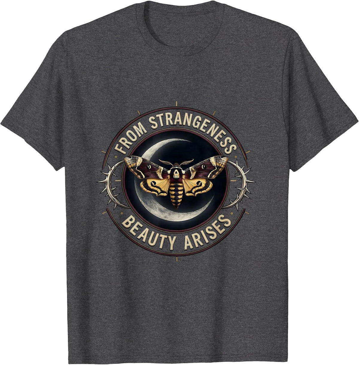 From Strangeness Beauty Arises Gothic Edgar Allan Poe T-Shirt - Dark Heather Grey