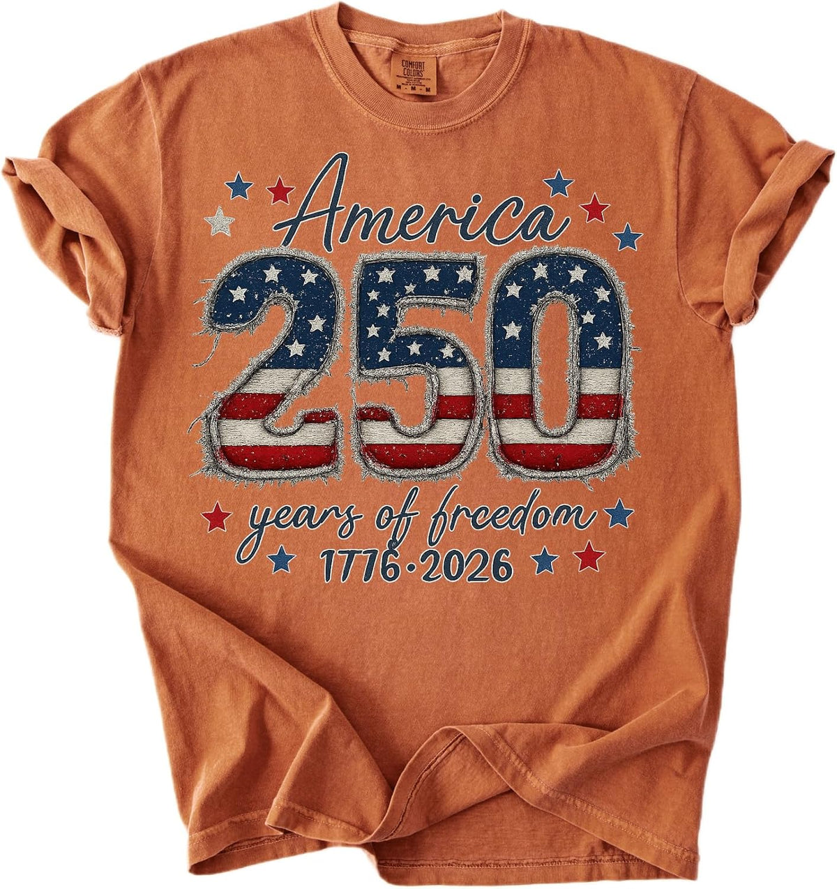 America 250 Freedom T-Shirt - Patriotic Stars Unisex Graphic Tee - Yam