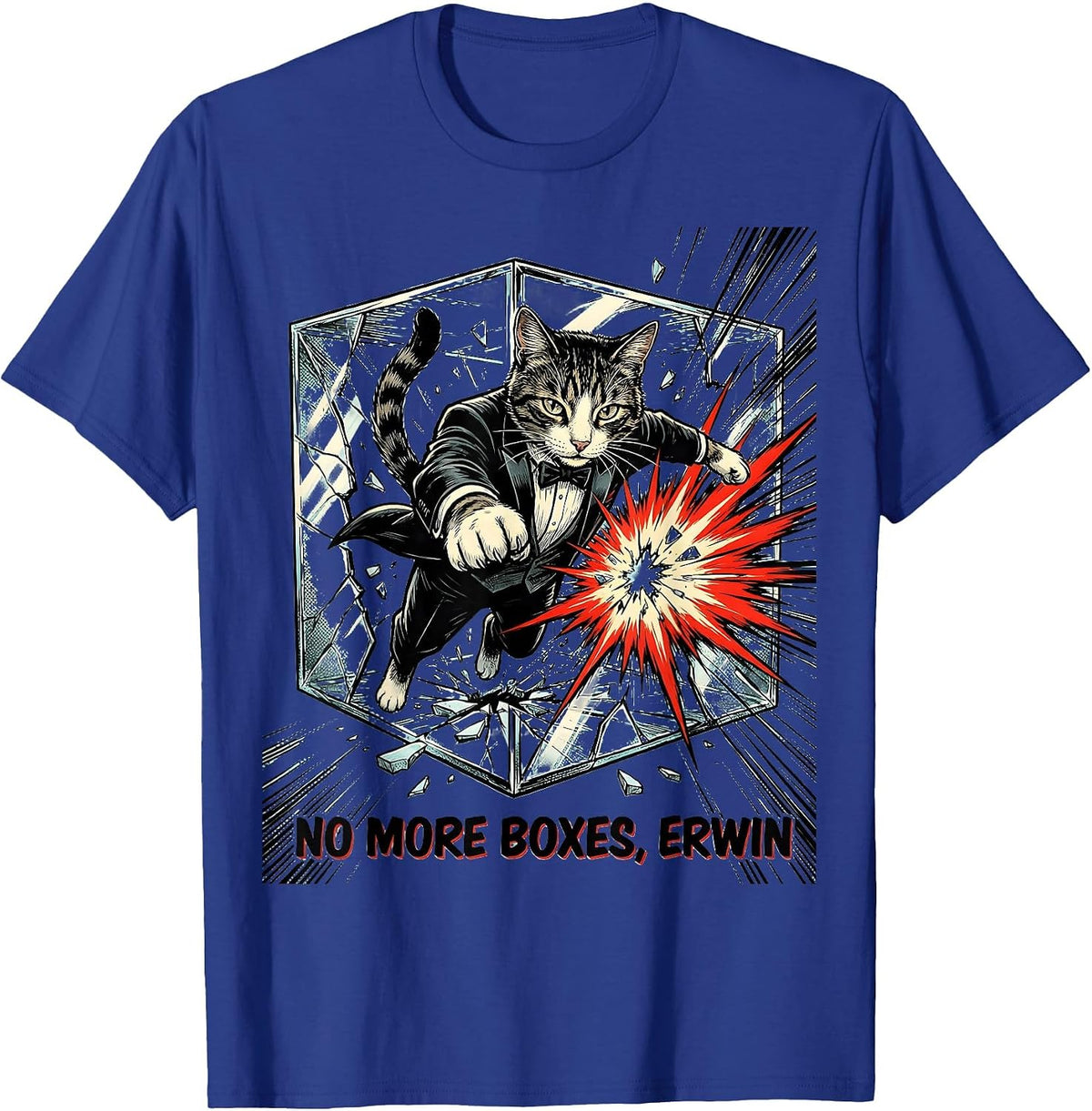No More Boxes Erwin Comic Book Science Teacher Quantum T-Shirt - Royal Blue