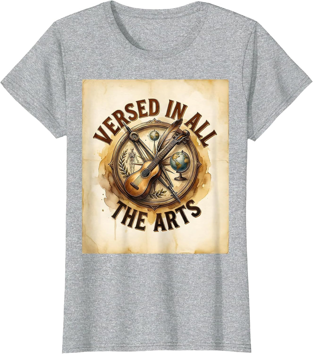 Versed in All the Arts Renaissance Man Design T-Shirt - Heather Grey