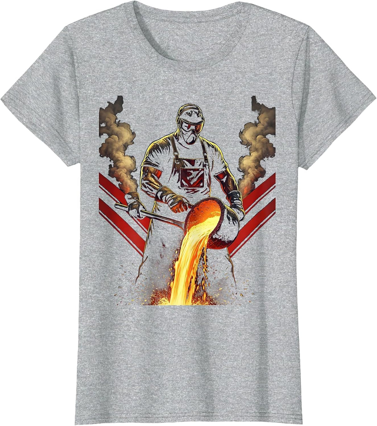 Milwaukee Foundry Worker Molten Steel Pour Graphic T-Shirt - Heather Grey