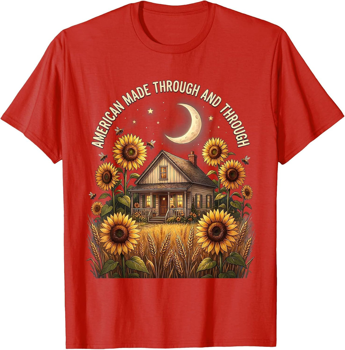 Men's American Made Through and Through Patriotic Design T-Shirt - Red