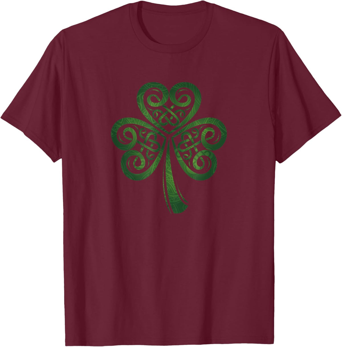 Heart of Ireland Shamrock Celtic Knot Irish Shirt in Green T-Shirt - Burgundy