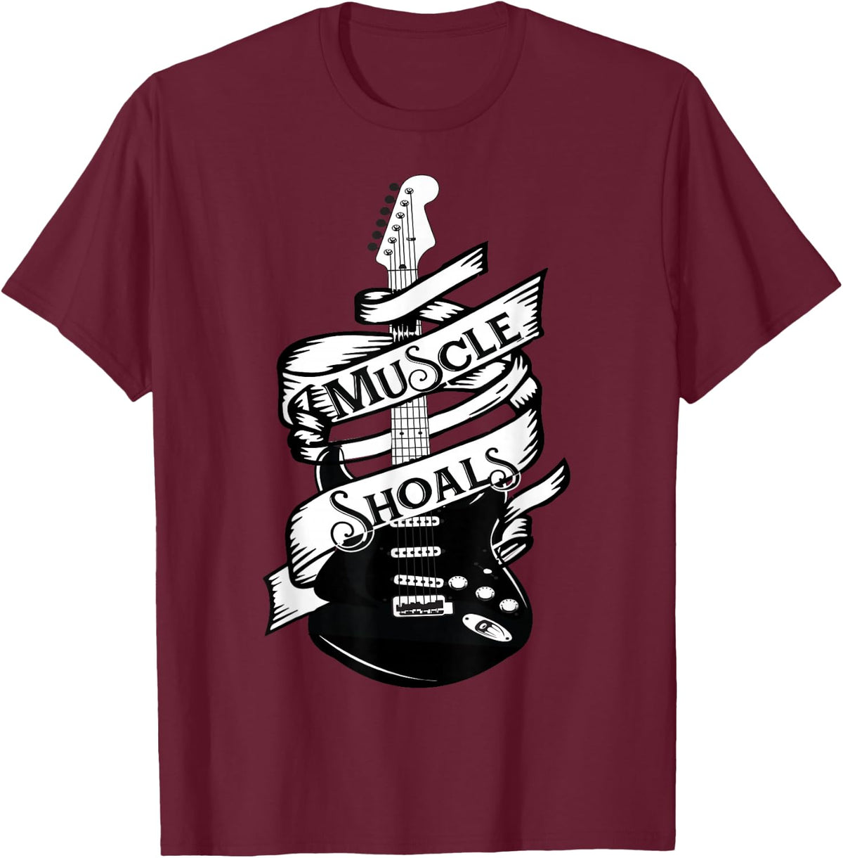 Muscle Shoals Shirt Alabama Music Recording Studio Guitar T-Shirt - Burgundy