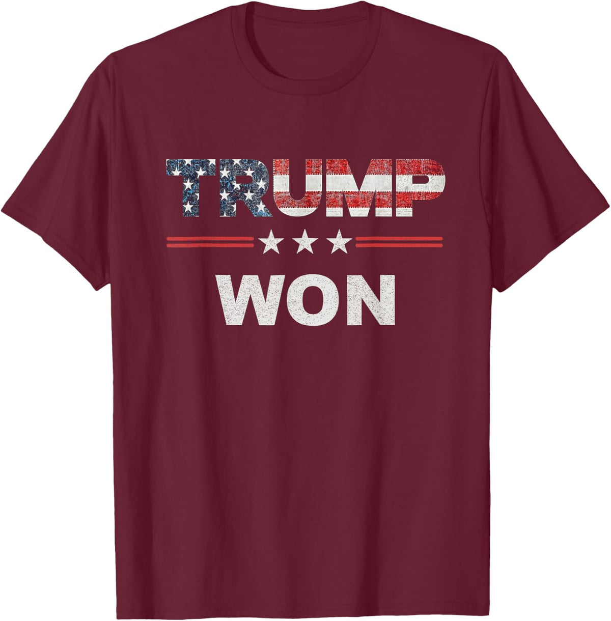 Trump Won T Shirt 4th of July American Flag T-Shirt - Burgundy
