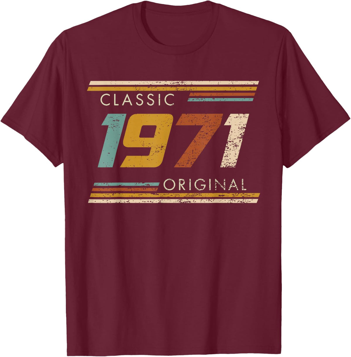 Classic 1971 Original Vintage Birthday Est 1971 Edition T-Shirt - Burgundy