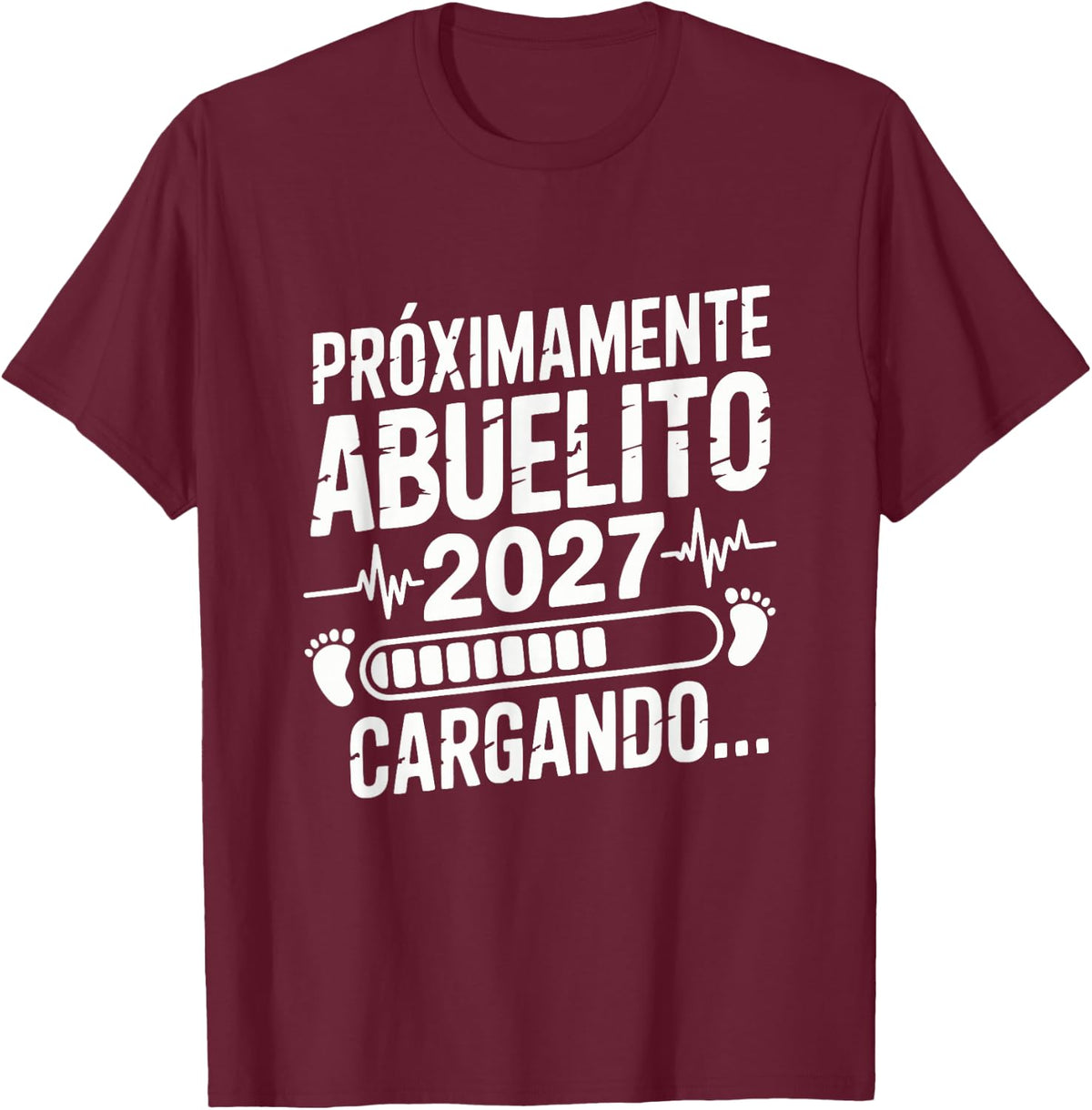 Proximamente Abuelito 2027 Cargando Anuncio Embarazo T-Shirt - Burgundy