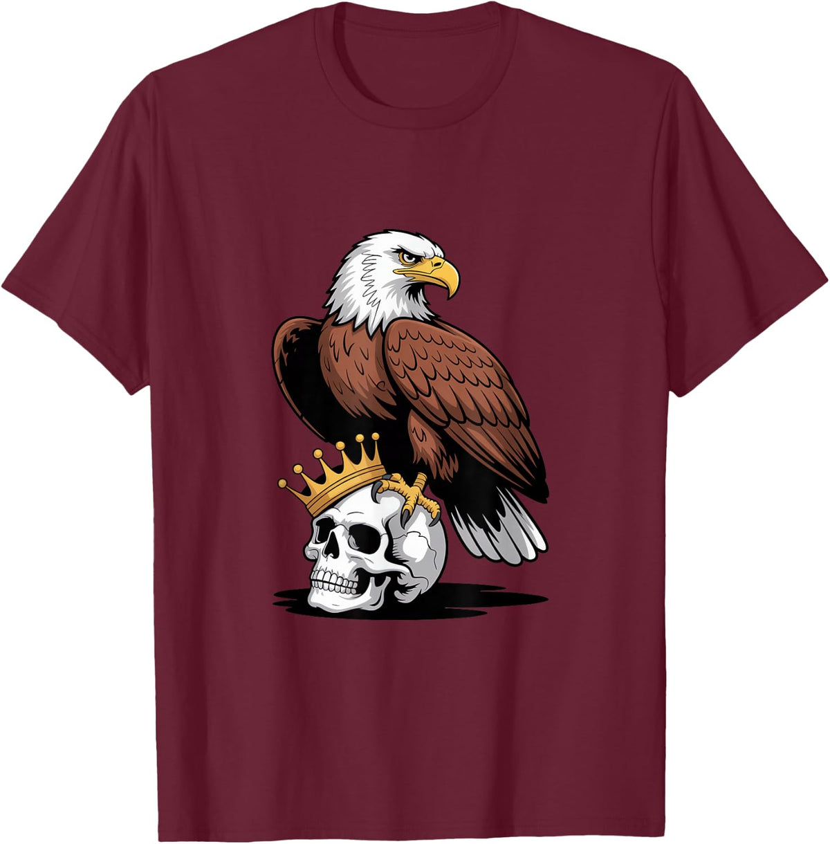 No Kings In America Bald Eagle Patriotic T-Shirt - Burgundy