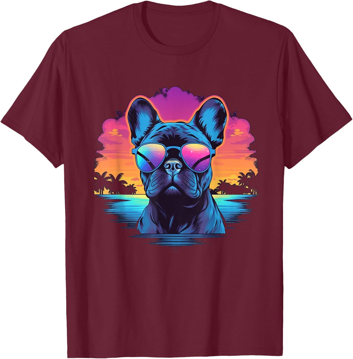 French Bulldog Dog Men Women Kids T-Shirt - Burgundy