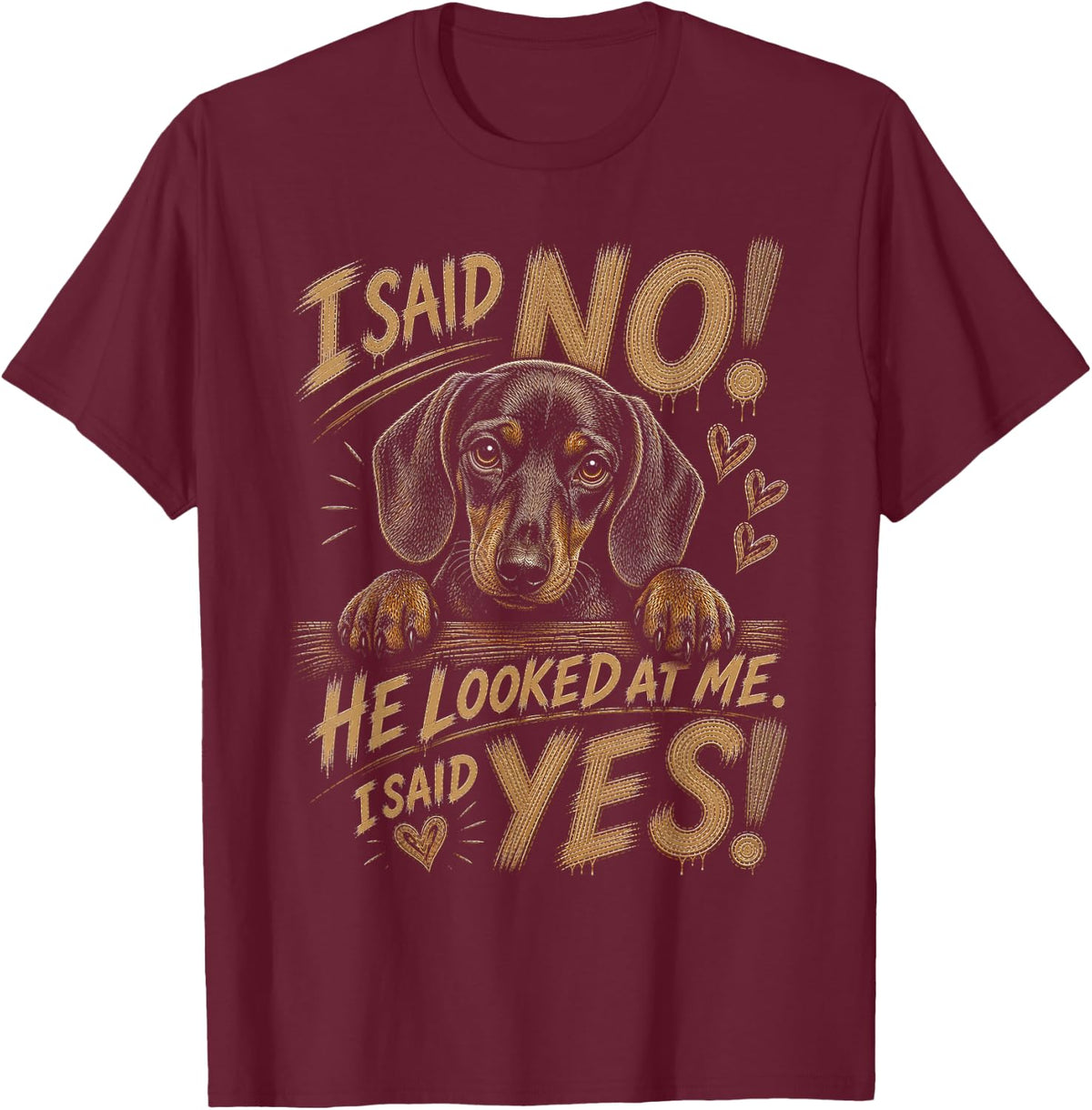 Dachshund Shirt Funny Dog Mom Dad Men Women Dog Lover T-Shirt - Burgundy