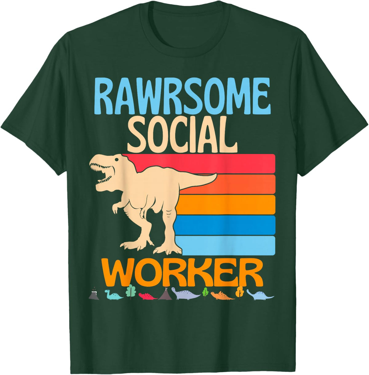 Awesome Social Worker Dinosaur Social Work Healthcare T-Shirt - Dark Green
