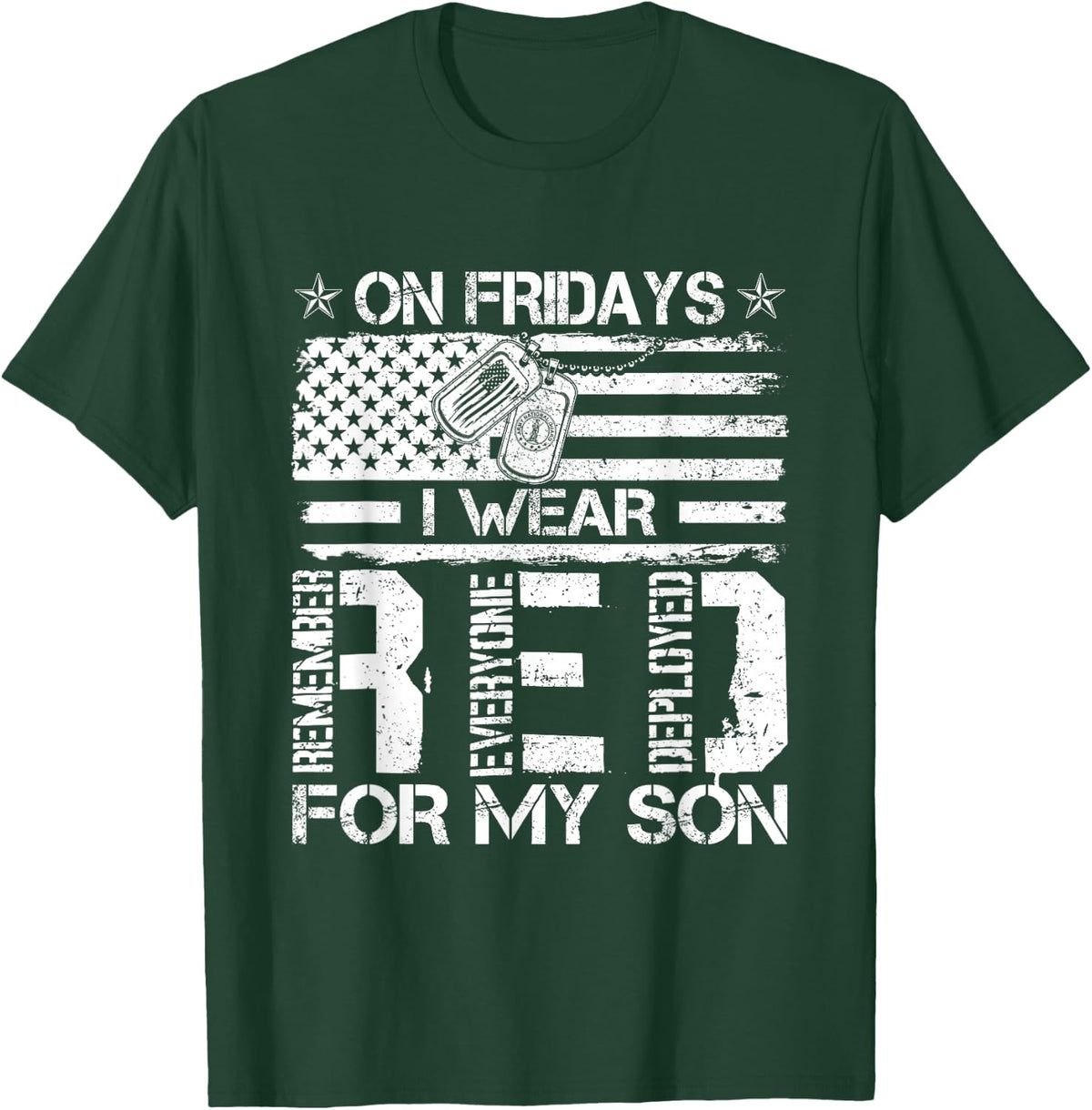 Proud Army National Guard Mom On Fridays I We Wear Red T-Shirt - Dark Green