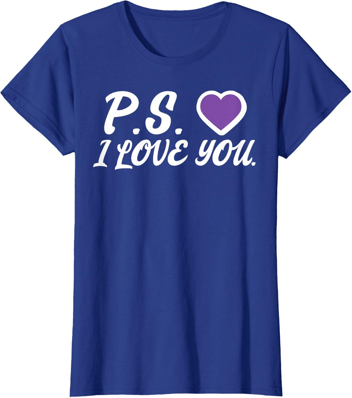 PS I Love You Day Valentine's Day Purple Heart Women Men Kid T-Shirt - Royal Blue