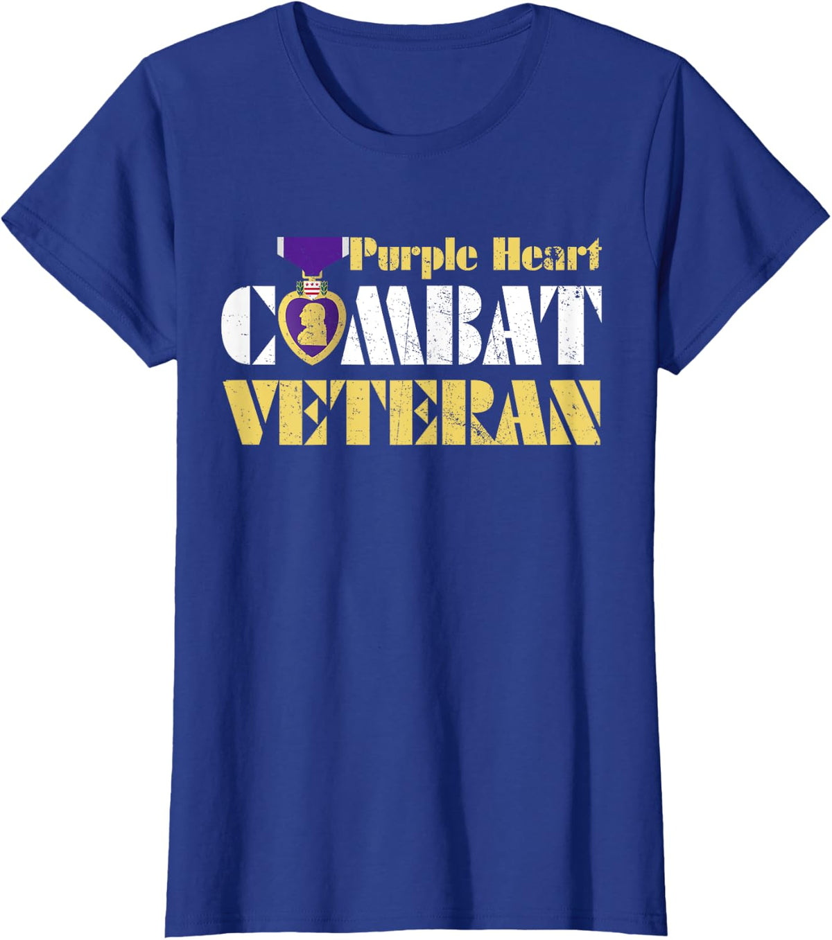 Purple Heart Combat Veteran Purple Heart Day US Military T-Shirt - Royal Blue