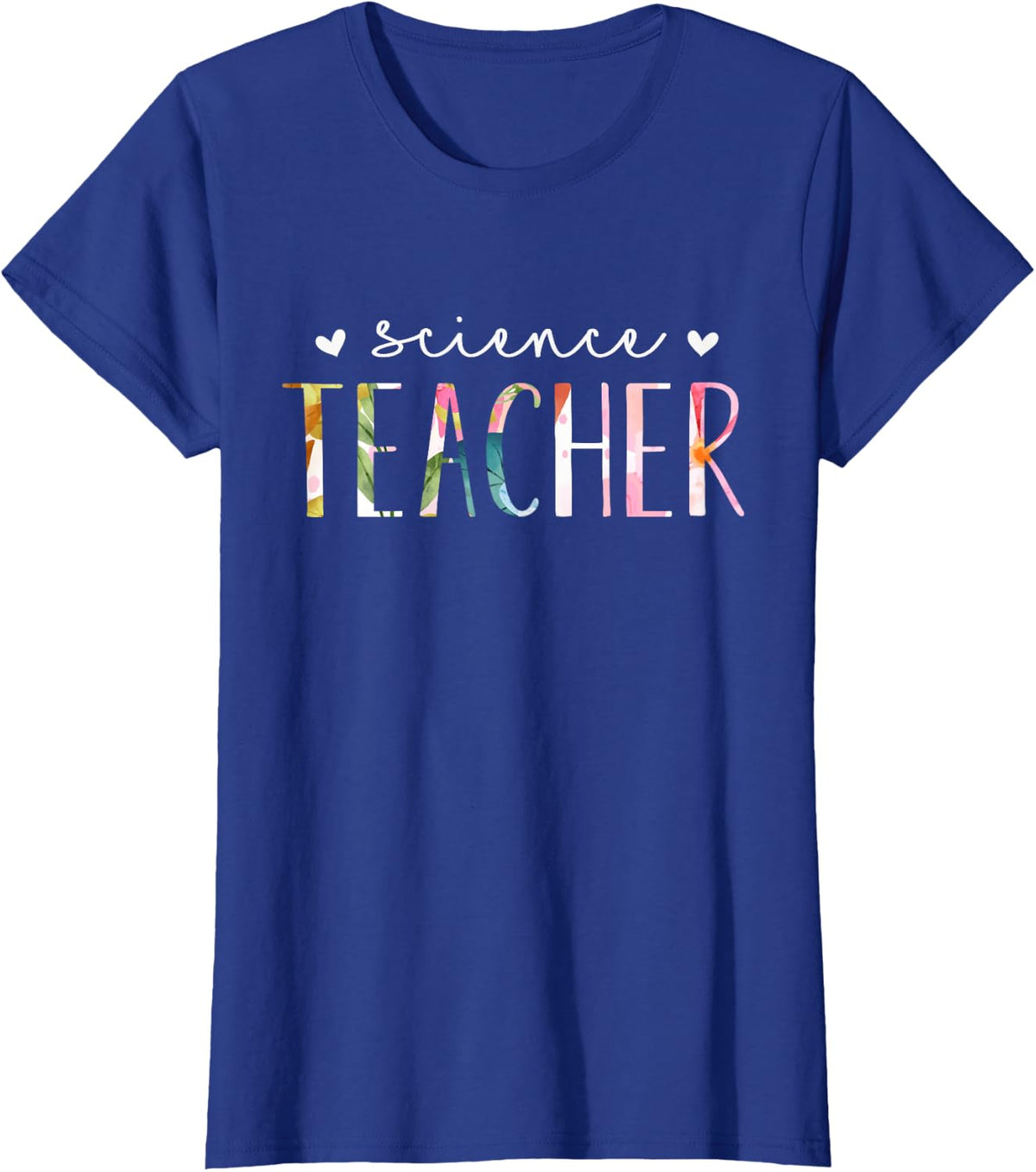 Science Teacher Cute Floral Design T-Shirt - Royal Blue