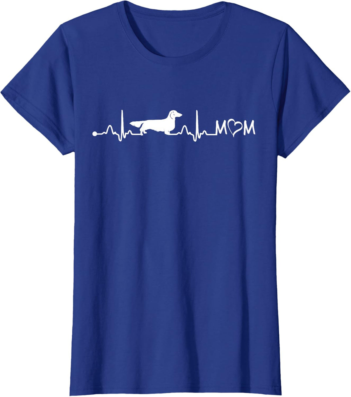 Long-haired Dachshund Heartbeat Dog Mum Gift T-Shirt - Royal Blue