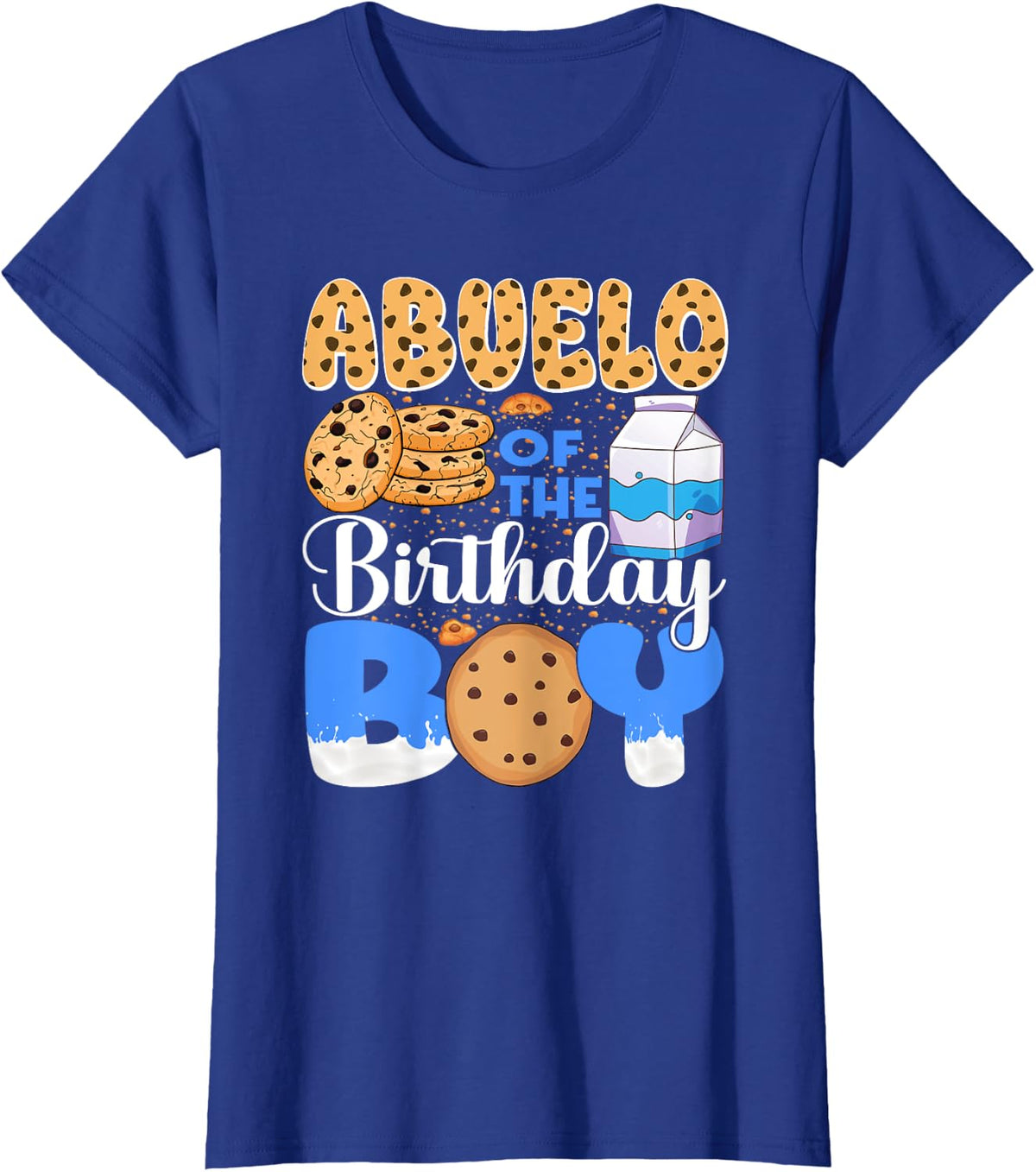 Abuelo of The Birthday Boy Milk and Cookies 1st Birthday T-Shirt - Royal Blue