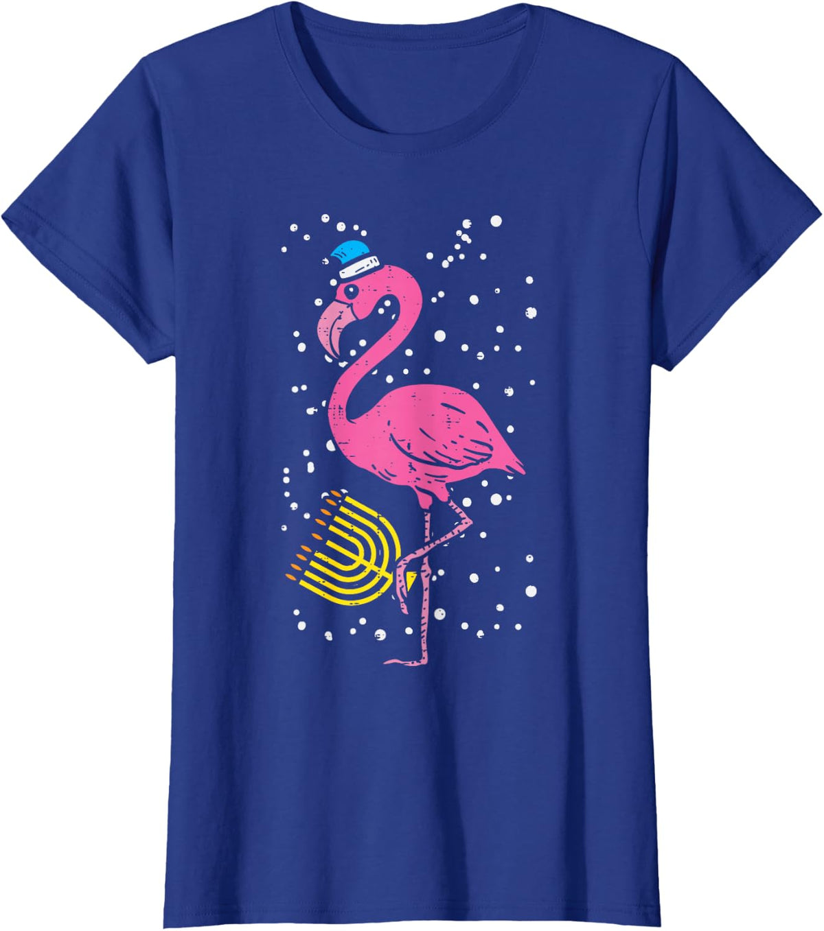 Jewish Flamingo Menorah Bird Lover Hanukkah Chanukah Gift T-Shirt - Royal Blue