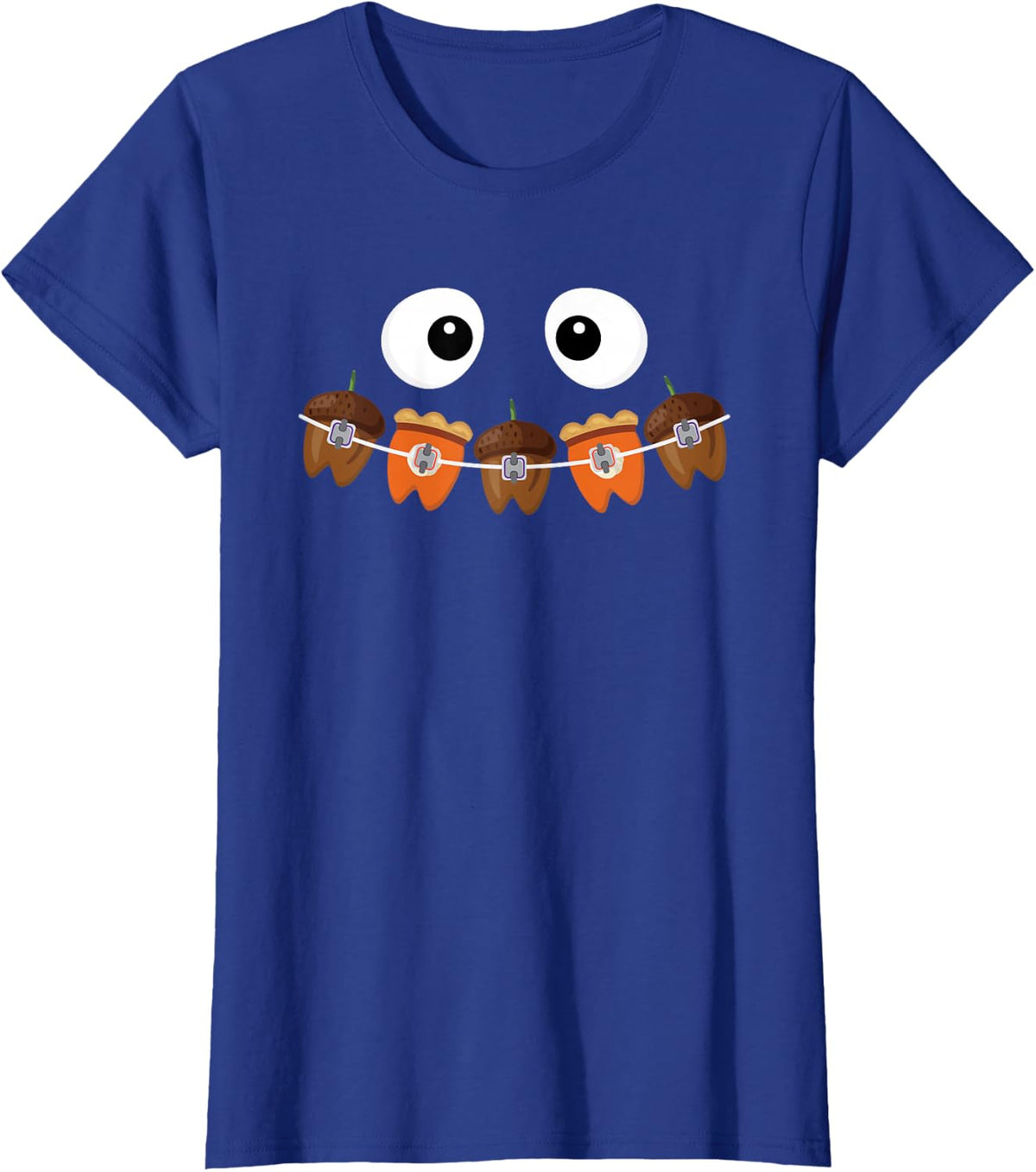 Orthodontic Thanksgiving Fall Pumpkin Pie Acorn Dental Brace T-Shirt - Royal Blue