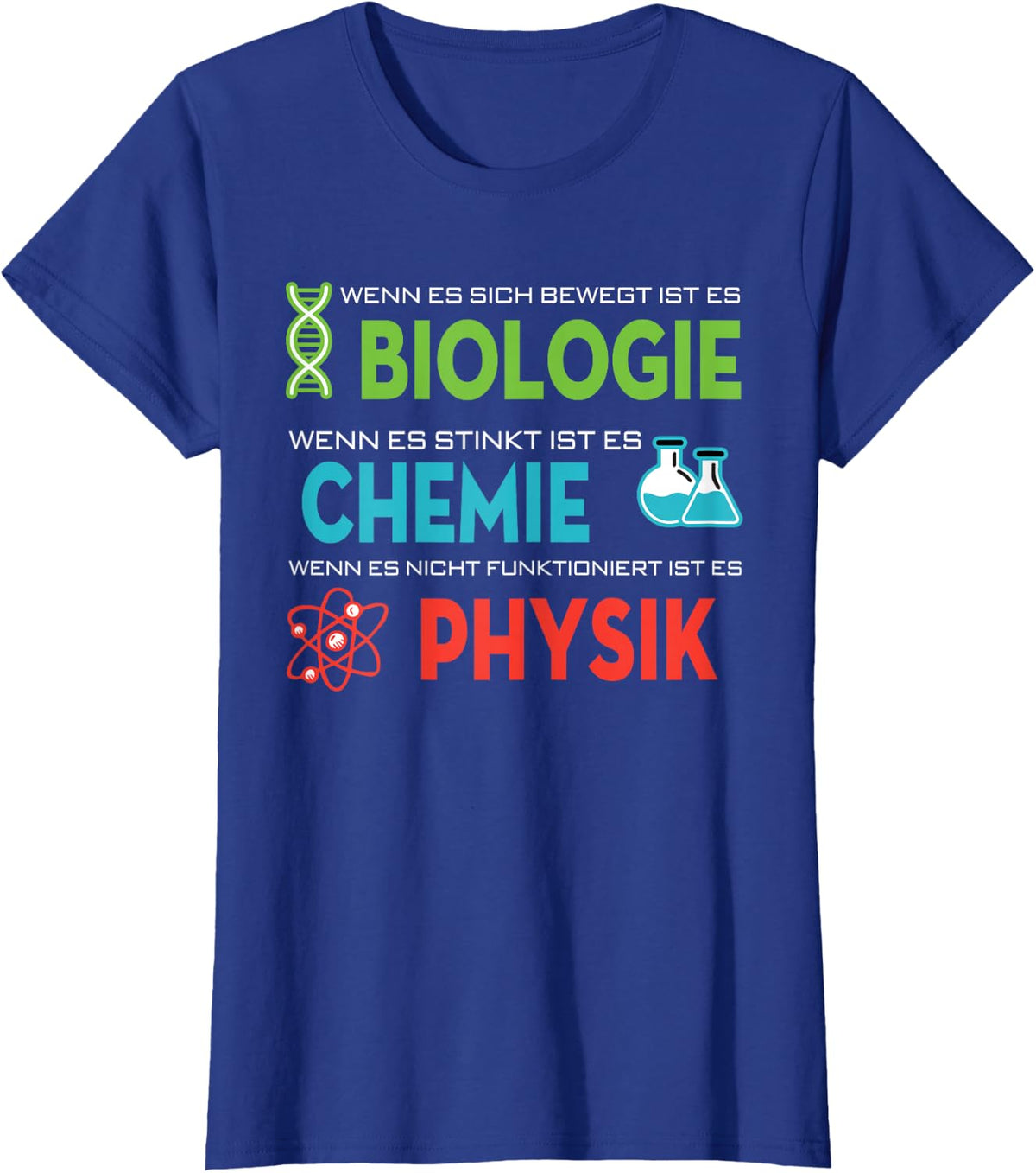 Lustige Wissenschafts Bekleidung Cool Science Biology Chemistry Physics Graphic T-Shirt - Adult, Unisex, Short Sleeve,