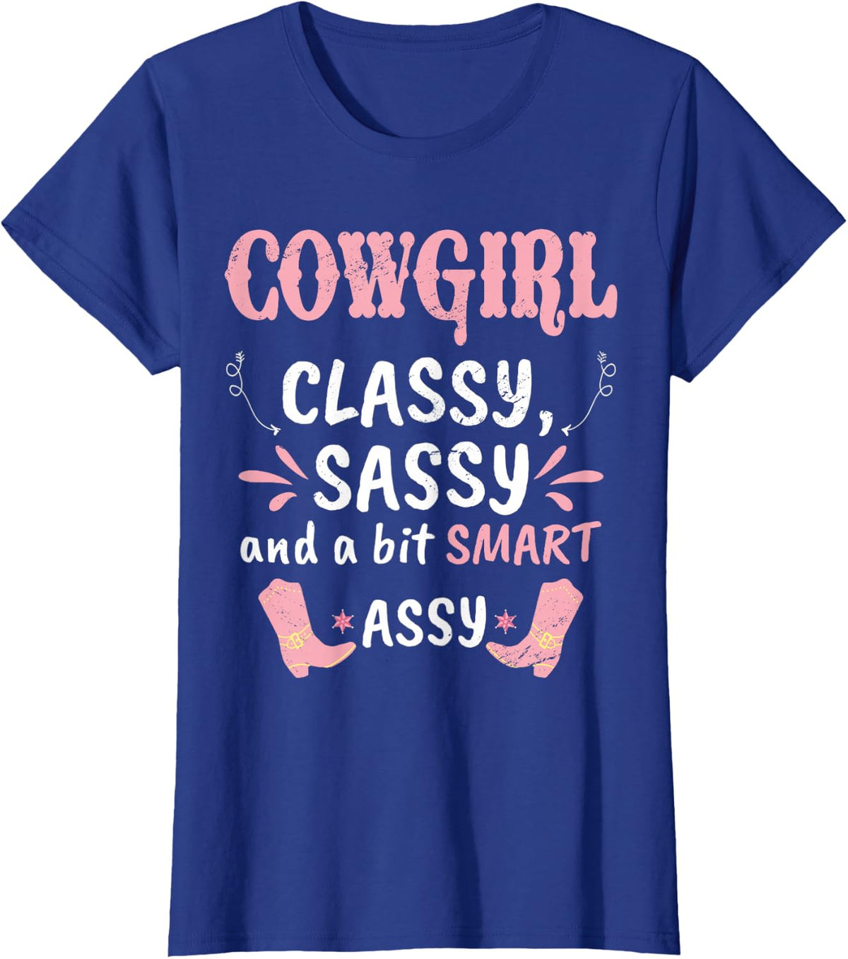 Funny Cowgirl Graphic Women Girls Cowgirl Western Rodeo T-Shirt - Royal Blue