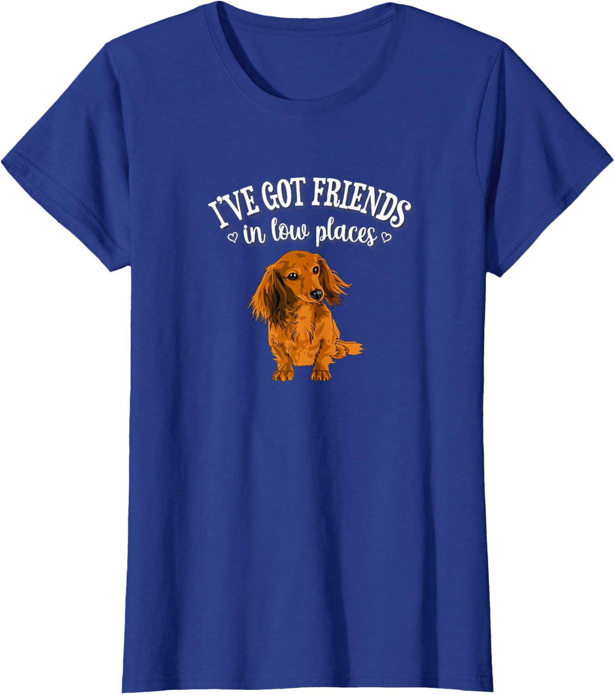 Funny Friends In Low Places Long Haired Dachshund Lover T-Shirt - Royal Blue