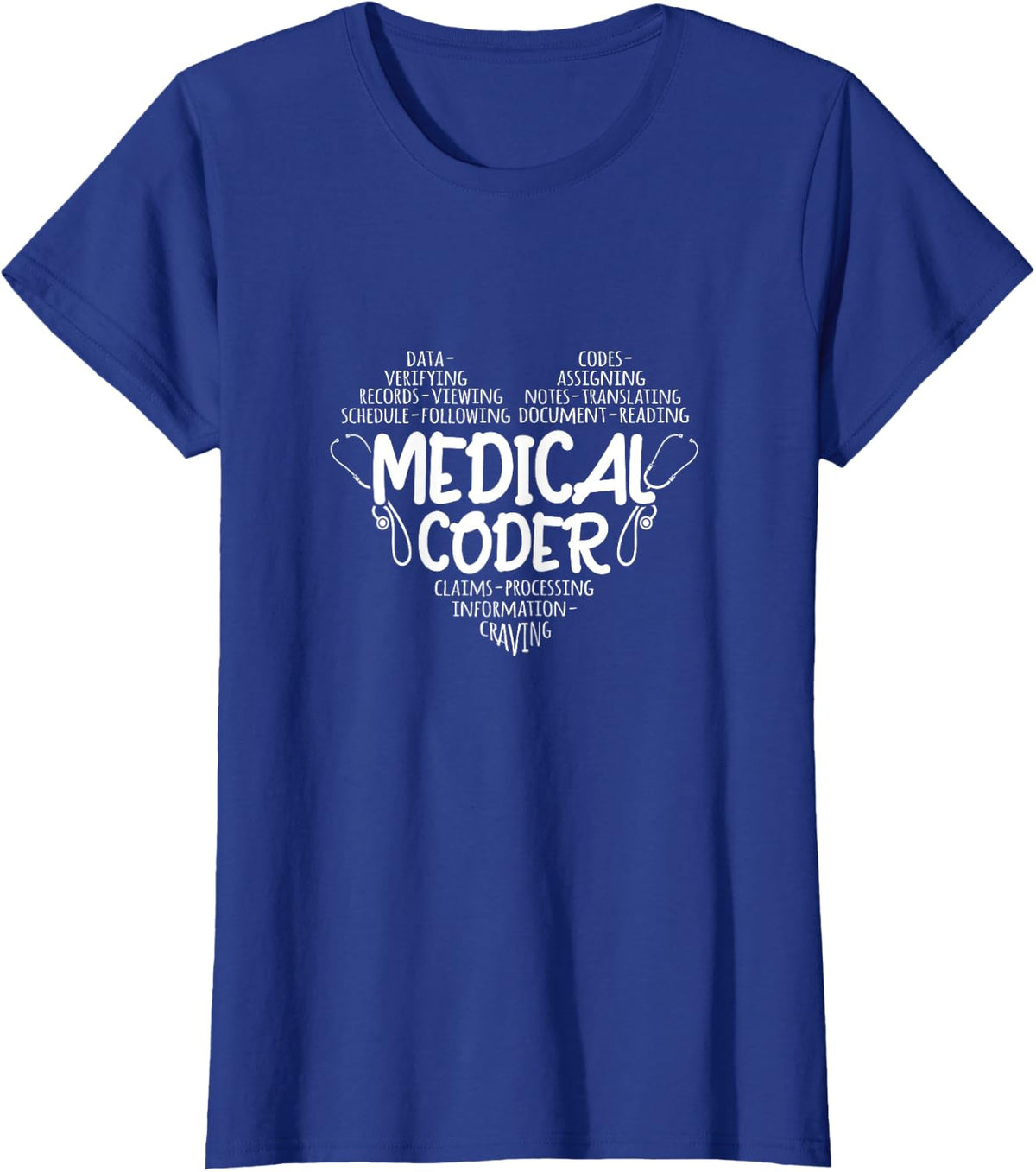 Coding Heart Medical Coder T-Shirt - Royal Blue