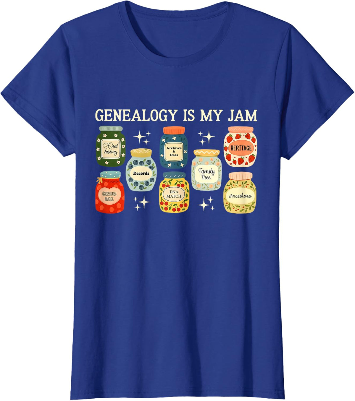 Genealogy is My Jam Genealogist Ancestry History Tree Family T-Shirt - Royal Blue