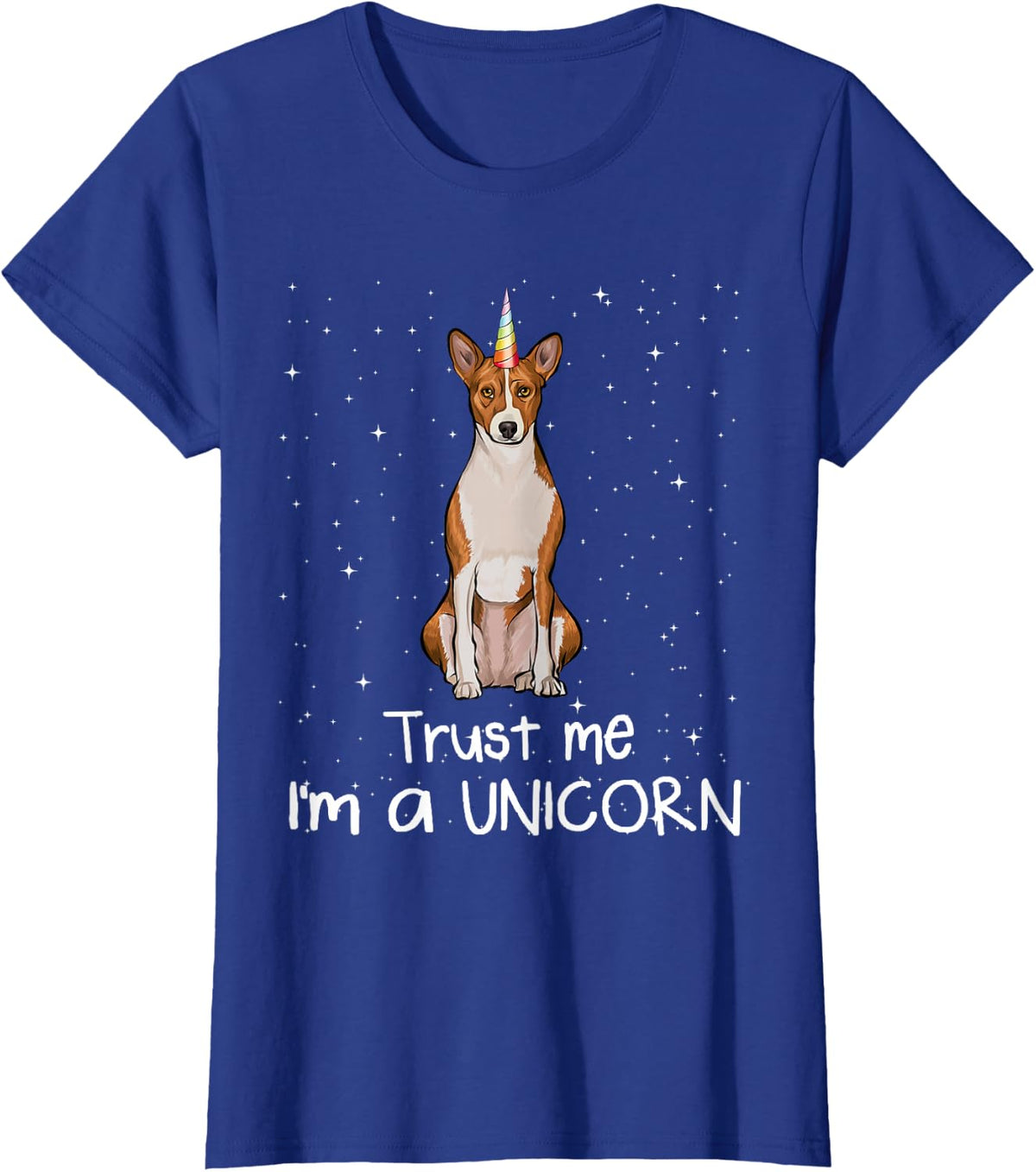 Basenji Trust Me I'm A Unicorn Dog T-Shirt - Royal Blue