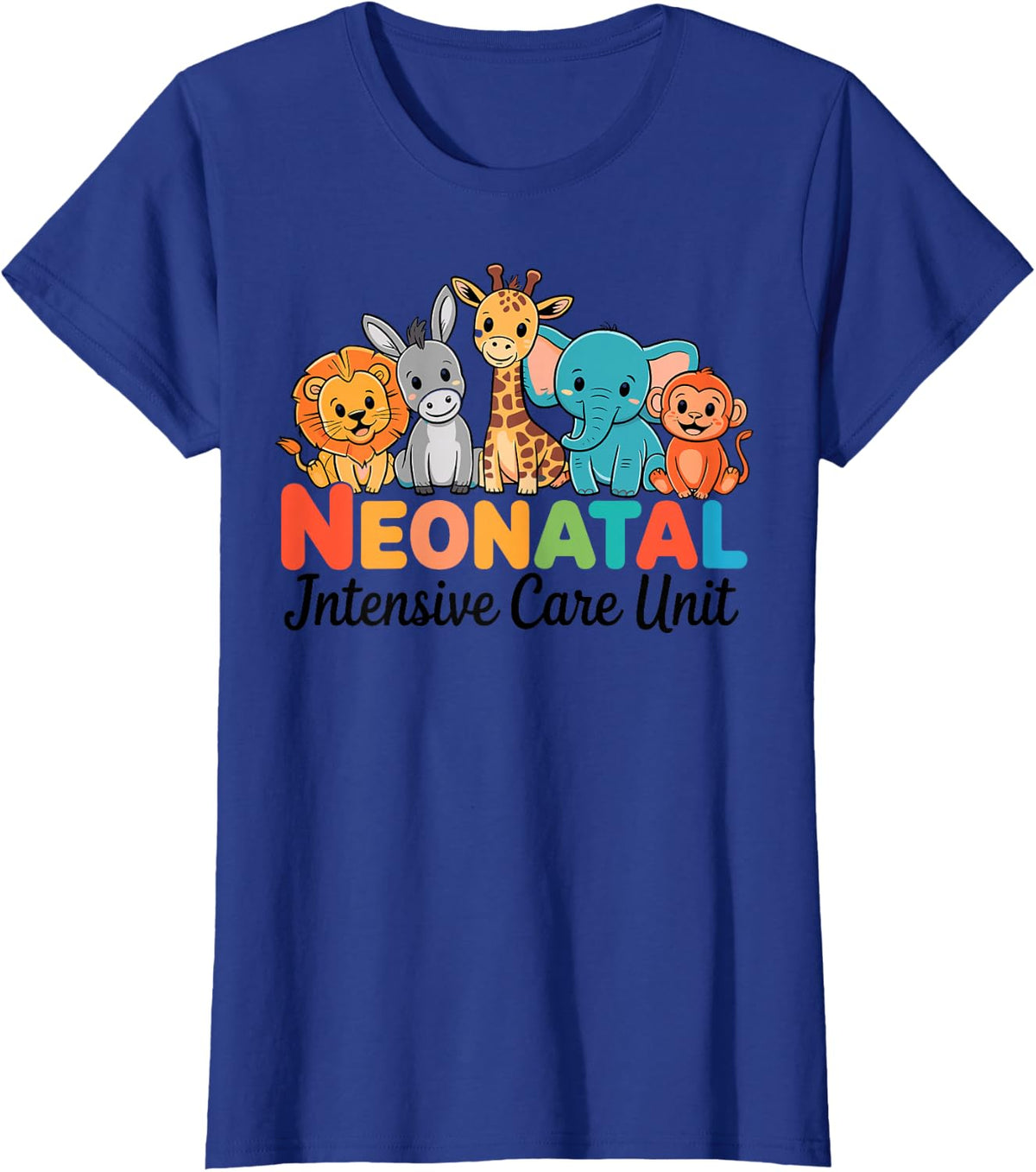 Neonatal Nurse NICU Intensive Care Unit Funny Cute Animals T-Shirt - Royal Blue