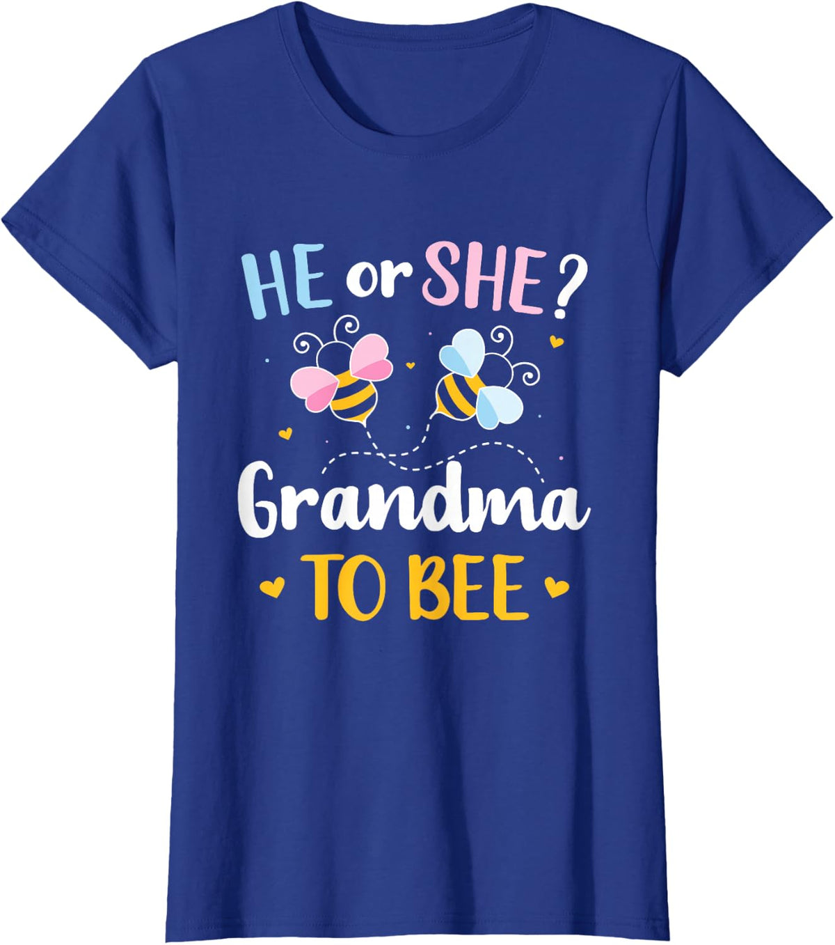 Gender Reveal he or she Grandma Matching Family Baby Party T-Shirt Small - Royal Blue