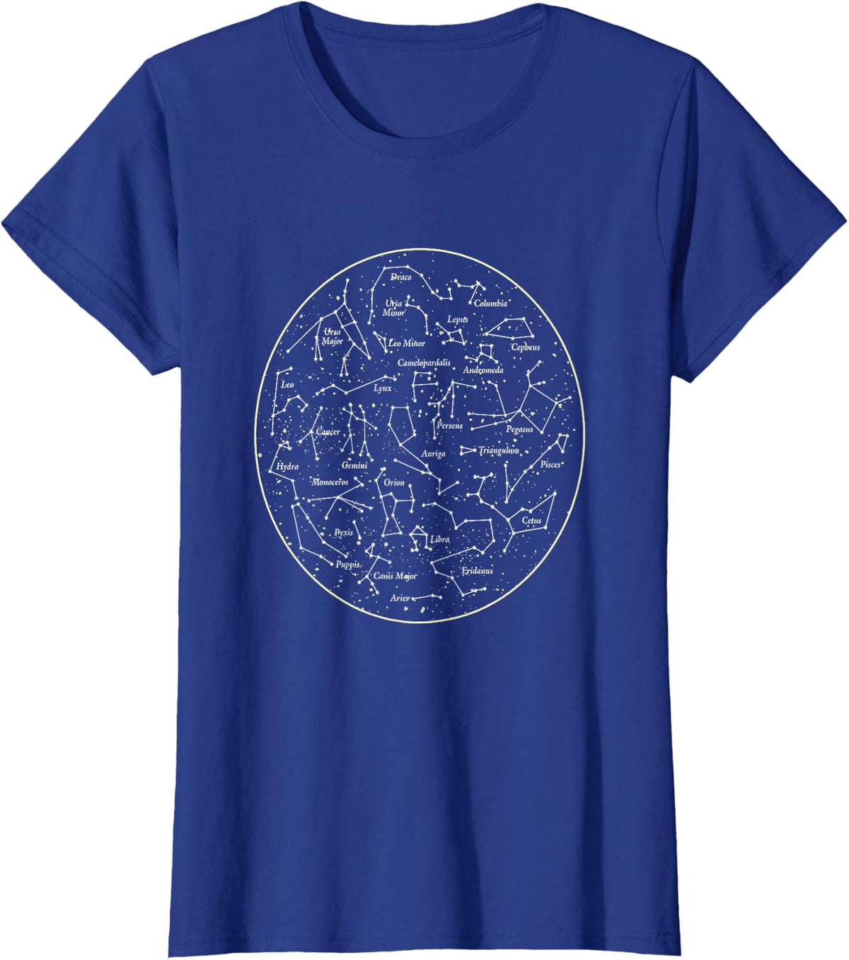 CONSTELLATION MAP T SHIRT Space Astronomy Star Chart Tee T-Shirt - Royal Blue