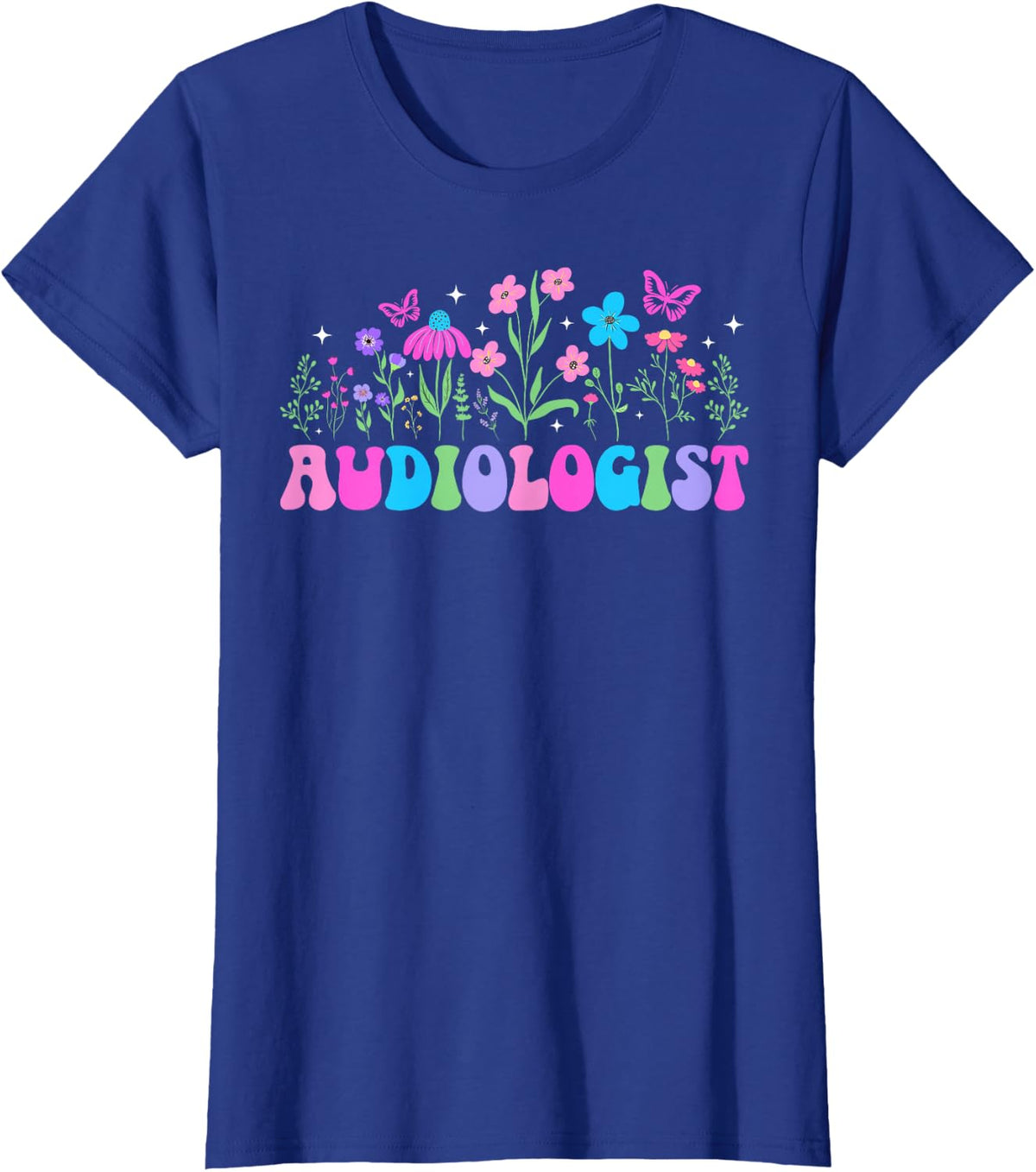 Audiologist Appreciation Audiology Flowers T-Shirt - Royal Blue