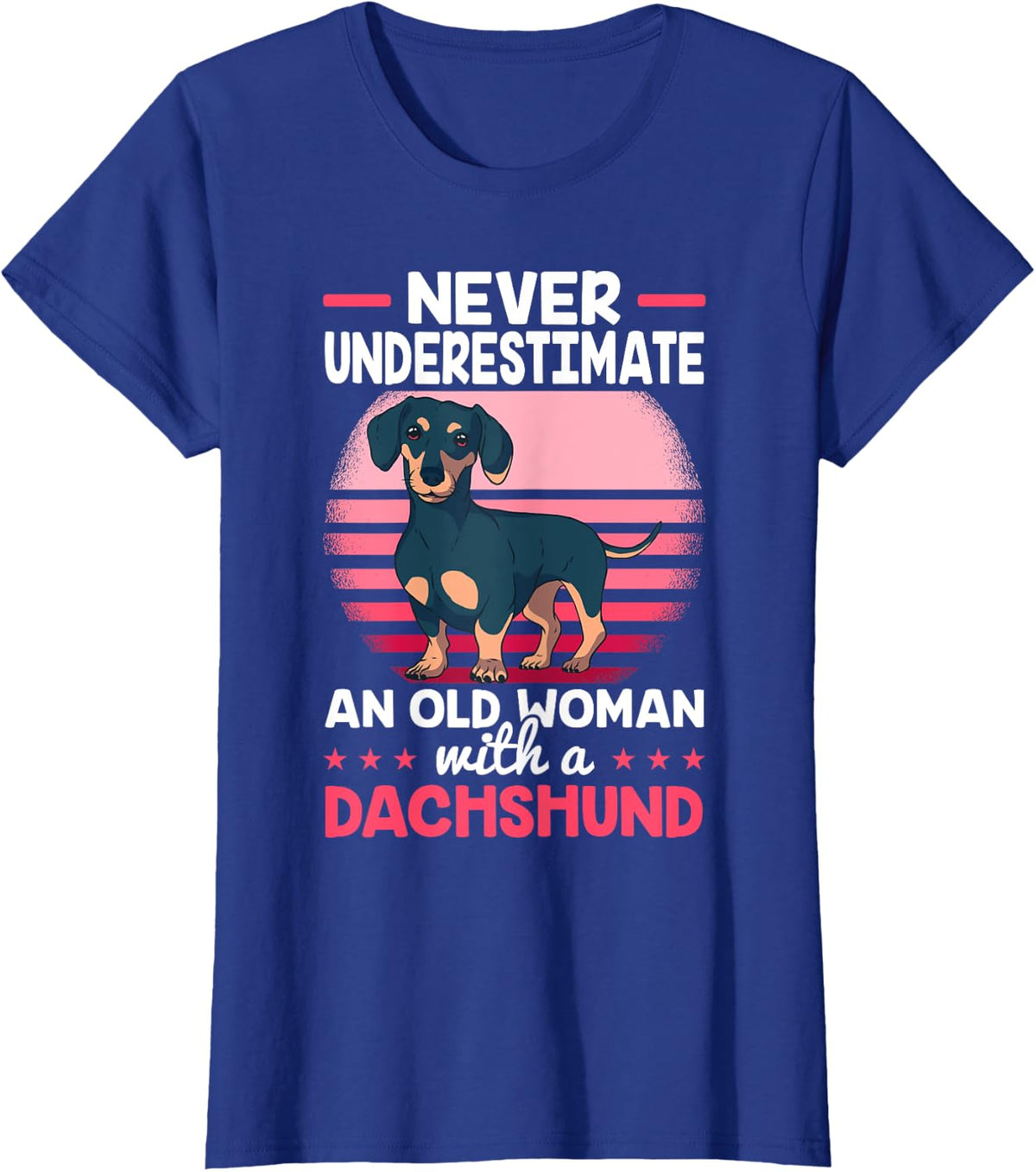 Womens Weiner Dog Miniature Dachshund Puppies Sausage Dog Doxie T-Shirt - Royal Blue