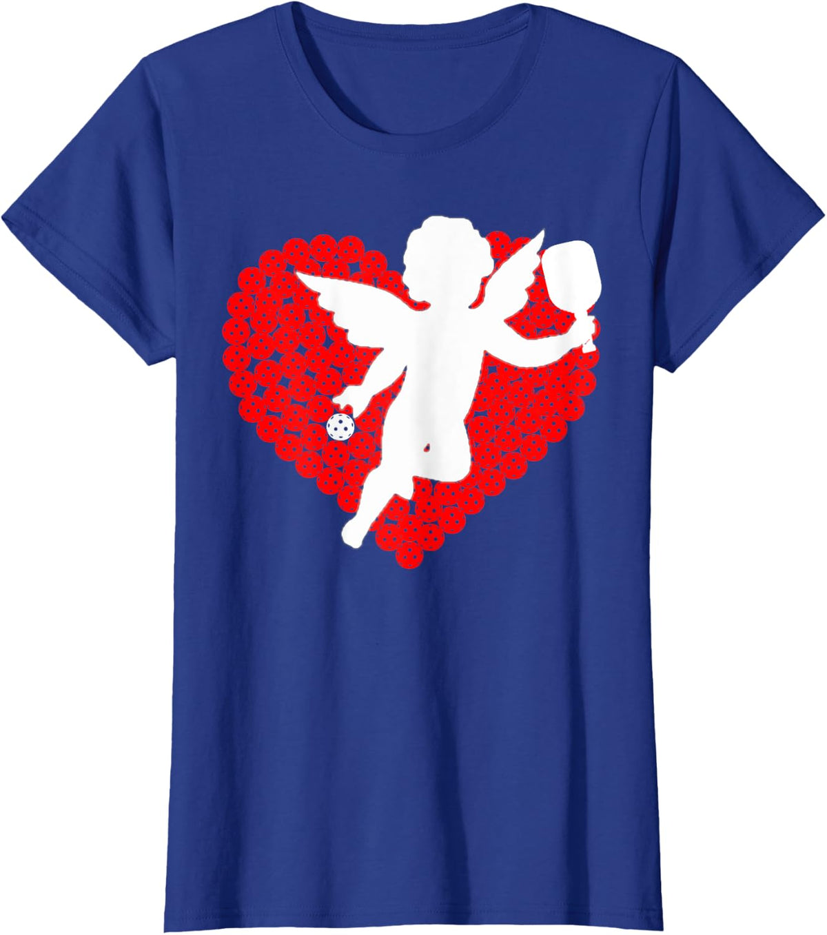Pickleball Valentine's Day Cupid Heart With Paddle and Ball T-Shirt - Royal Blue
