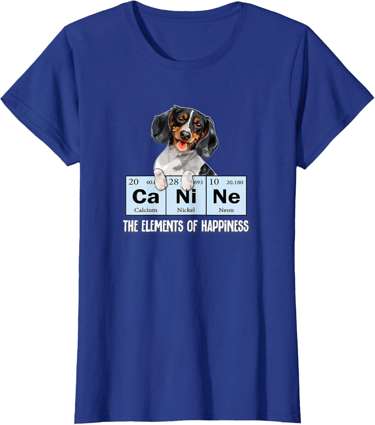 Funny Elements Happiness Piebald Dachshund T-Shirt Tee For Dog Lovers Men Women - Royal Blue