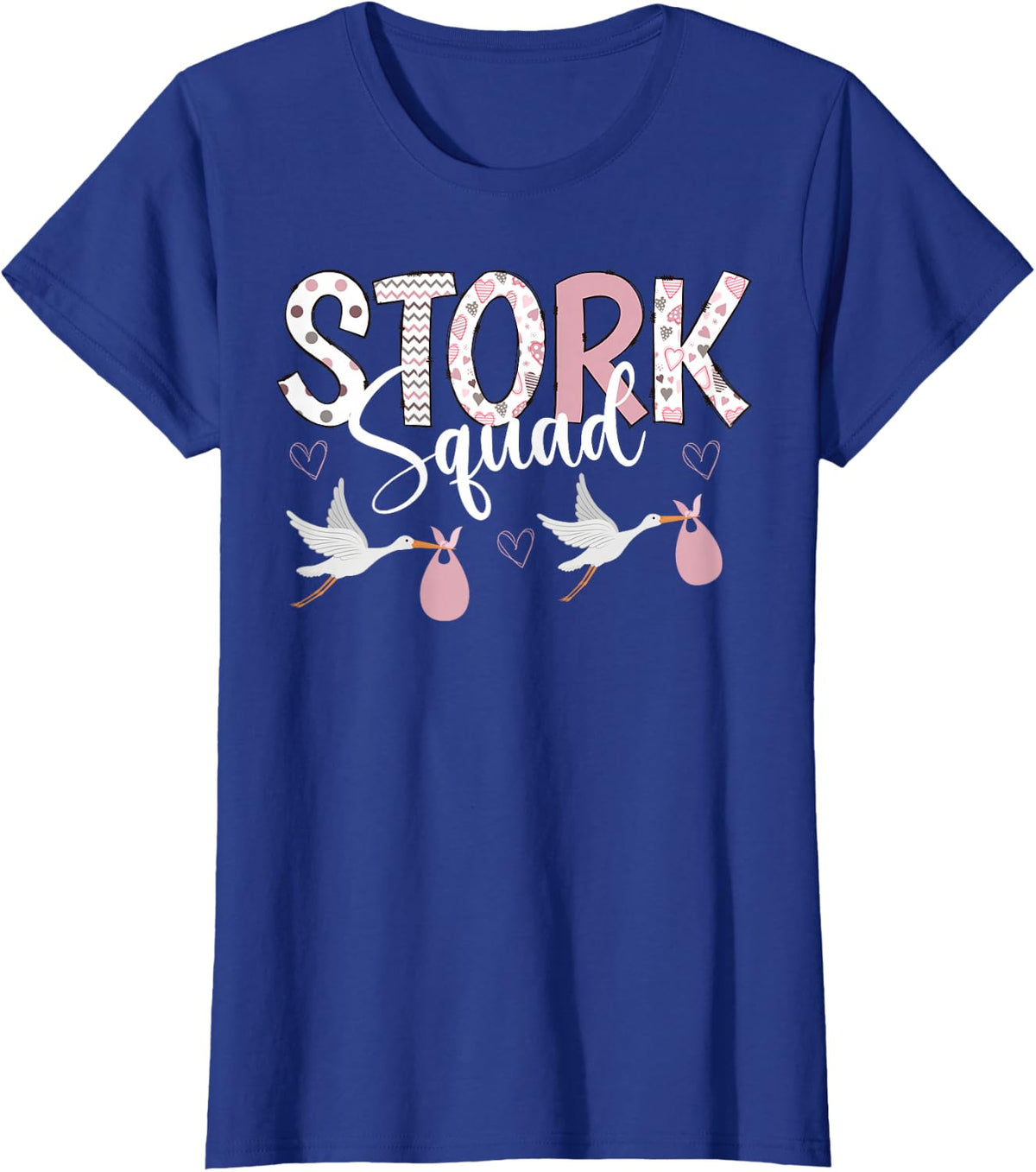 Valentines Stork Squad L&D Mother Baby Unit NICU Nurse Squad T-Shirt - Royal Blue