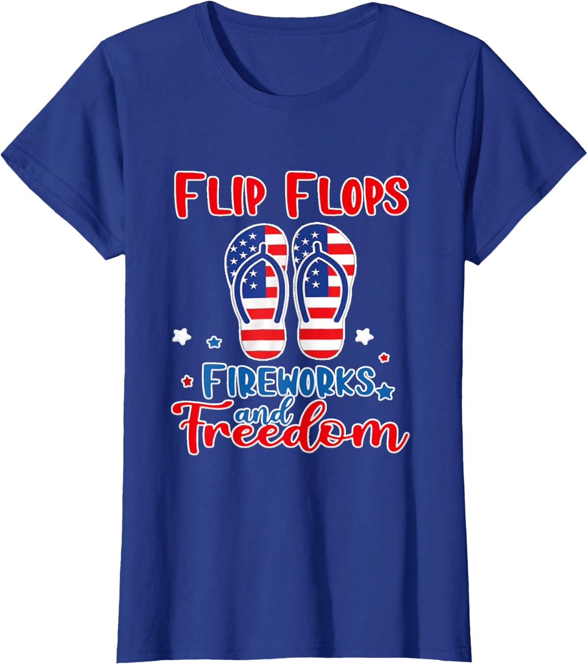Flip Flops Fireworks Freedom 4th of July Patriotic T-Shirt - Royal Blue
