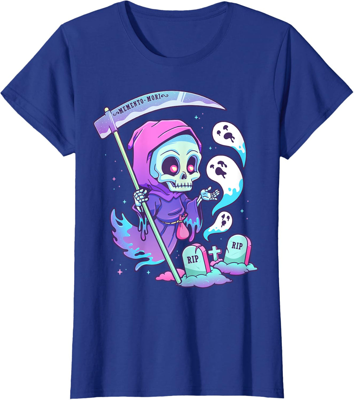 Pastel Goth Creepy Death Grim Reaper Kawaii Occult Menhera T-Shirt - Royal Blue