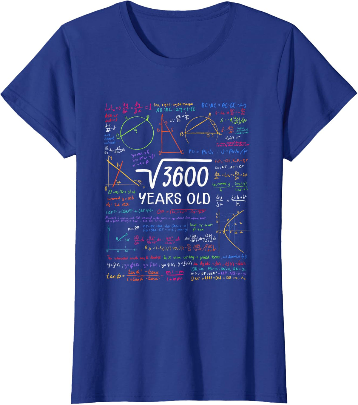 60 Birthday Boy Girl Funny Math Square Root 3600 = 60 Years T-Shirt - Royal Blue