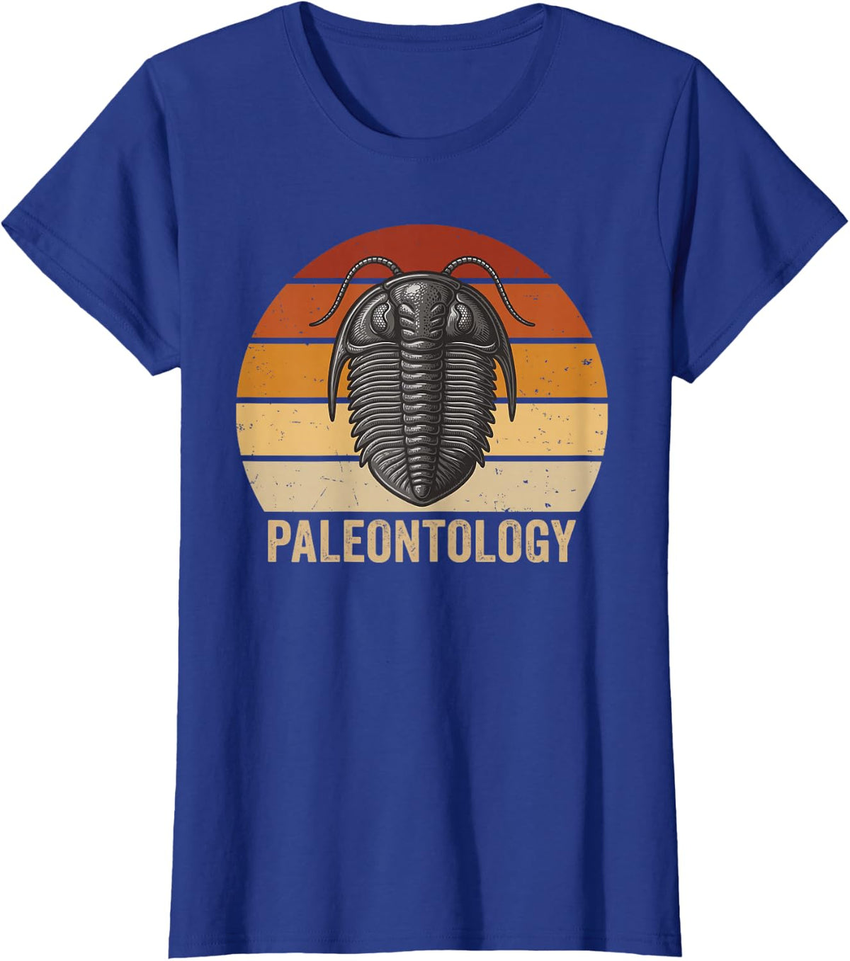 Dinosaur Fossil Paleontology Trilobite Retro Sunset Graphic T-Shirt - Royal Blue