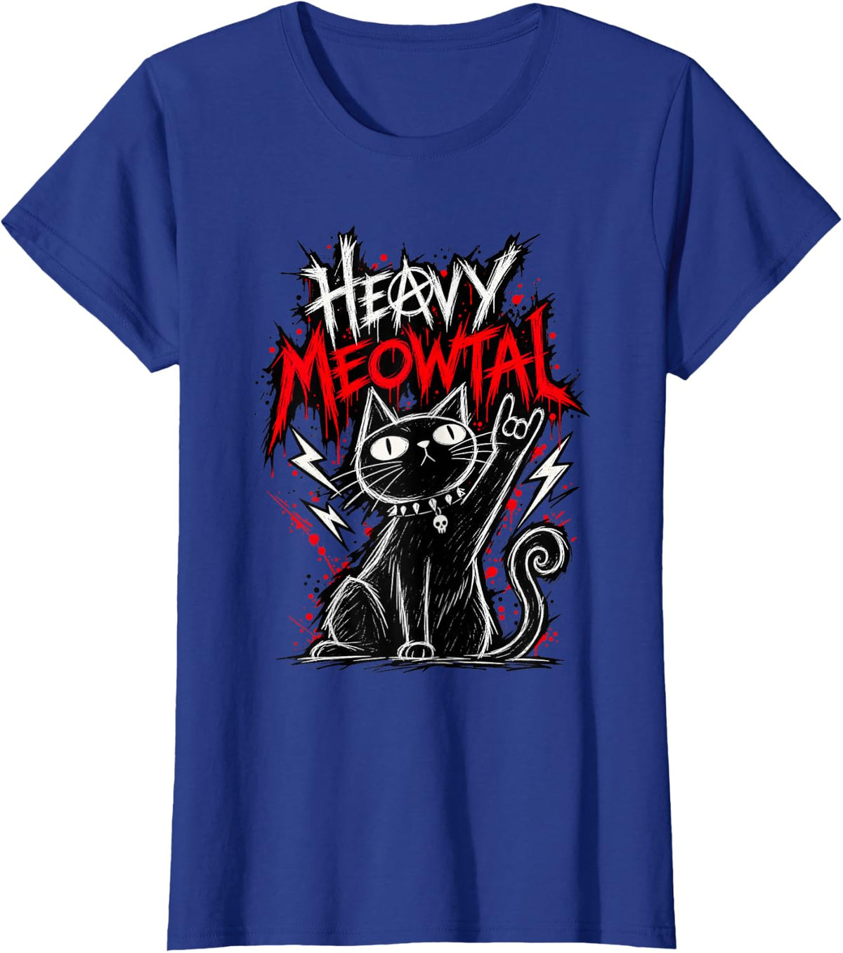 Heavy Metal Cat Heavy MEOWTAL Funny Death Metal T-Shirt - Royal Blue