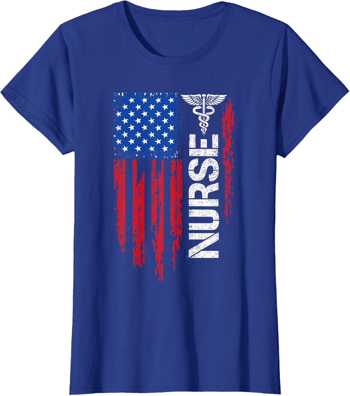 Patriotic Nurse American Flag Medical Pride T-Shirt - Royal Blue