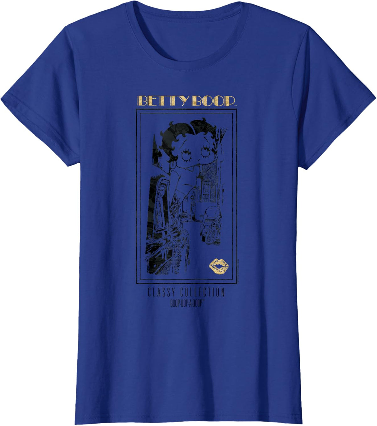 Betty Boop Vintage Classy Collection Faded Broadway Poster T-Shirt - Royal Blue