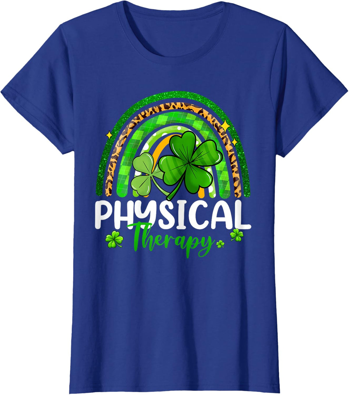 Physical Therapy St Patricks Day Rainbow Women Therapist T-Shirt - Royal Blue