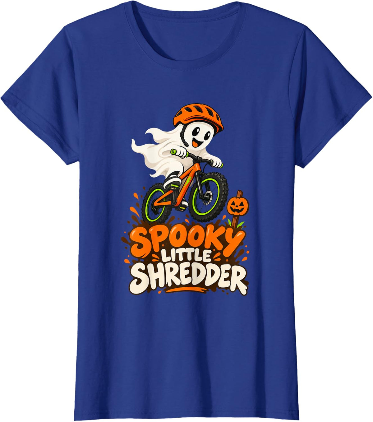 Kids Halloween Mountain Bike Spooky Little Shredder T-Shirt - Royal Blue